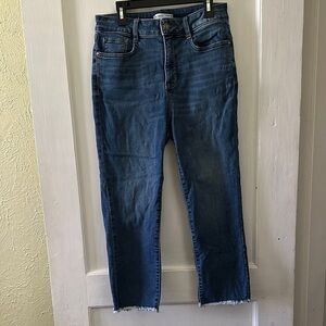 Nine West Dark Wash Raw Hem Straight Crop Denim Jeans
